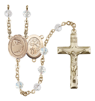 14 Karat Gold-Filled 6mm Austrian Crystal Saint Sebastian/Gymnastics Rosary in Crystal