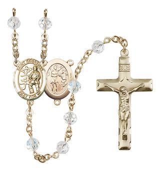 14 Karat Gold-Filled 6mm Austrian Crystal Saint Sebastian/Karate Rosary in Crystal