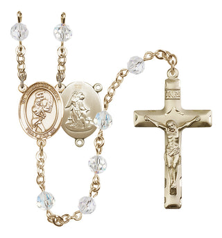 14 Karat Gold-Filled 6mm Austrian Crystal Guardian Angel/Softball Rosary in Crystal