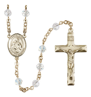 14 Karat Gold 6mm Austrian Crystal Santa Ana Rosary in Crystal