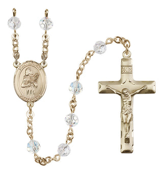 14 Karat Gold 6mm Austrian Crystal Saint Agatha Rosary in Crystal