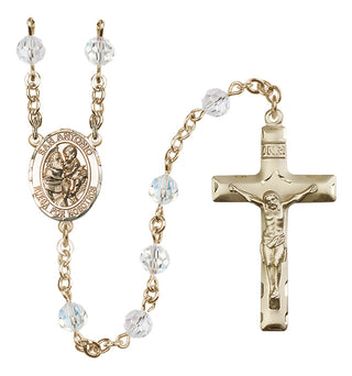 14 Karat Gold 6mm Austrian Crystal San Antonio Rosary in Crystal