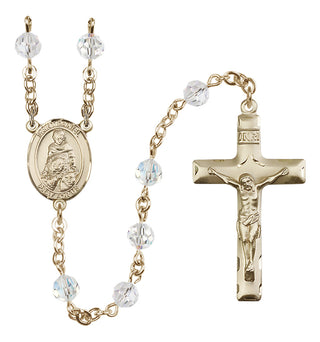 14 Karat Gold 6mm Austrian Crystal Saint Daniel Rosary in Crystal