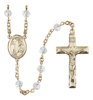 14 Karat Gold 6mm Austrian Crystal Saint Elmo Rosary in Crystal