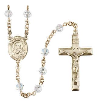 14 Karat Gold 6mm Austrian Crystal Saint Francis de Sales Rosary in Crystal