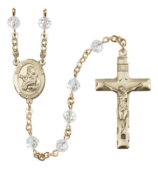 14 Karat Gold 6mm Austrian Crystal Saint Francis Xavier Rosary in Crystal