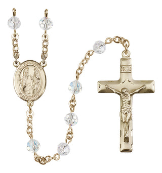 14 Karat Gold 6mm Austrian Crystal Saint Genevieve Rosary in Crystal