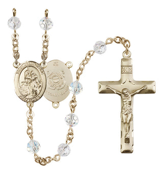 14 Karat Gold 6mm Austrian Crystal Saint Joan of Arc /Coast Guard Rosary in Crystal