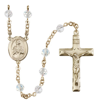 14 Karat Gold 6mm Austrian Crystal Saint Kateri Tekakwitha Rosary in Crystal