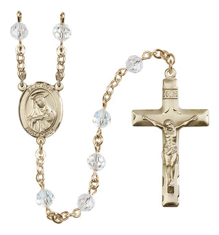 14 Karat Gold 6mm Austrian Crystal Saint Rose of Lima Rosary in Crystal