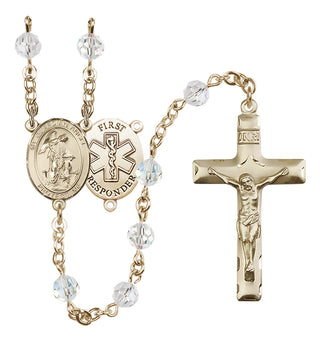14kt Gold 6mm Guardian Angel/1st Responders Rosary