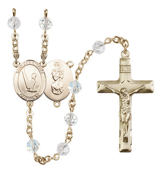 14 Karat Gold 6mm Austrian Crystal Saint Christopher/Gymnastics Rosary in Crystal