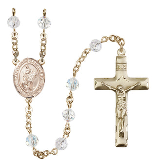 14 Karat Gold 6mm Austrian Crystal San Martin Caballero Rosary in Crystal