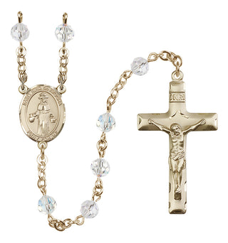 14 Karat Gold 6mm Austrian Crystal Saint Nino de Atocha Rosary in Crystal