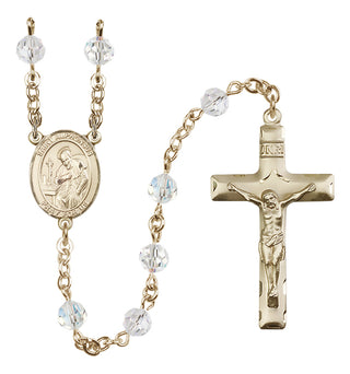 14 Karat Gold 6mm Austrian Crystal Saint Alphonsus Rosary in Crystal