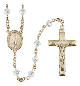 14 Karat Gold 6mm Austrian Crystal Saint Bartholomew the Apostle Rosary in Crystal