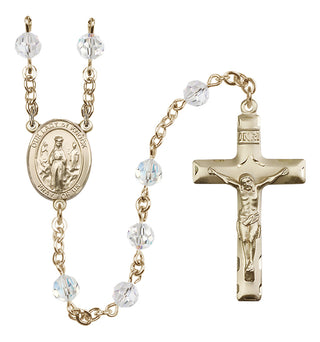 14 Karat Gold 6mm Austrian Crystal Our Lady of Knock Rosary in Crystal