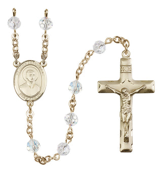 14 Karat Gold 6mm Austrian Crystal Saint John Berchmans Rosary in Crystal
