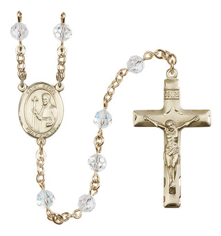14 Karat Gold 6mm Austrian Crystal Saint Regis Rosary in Crystal