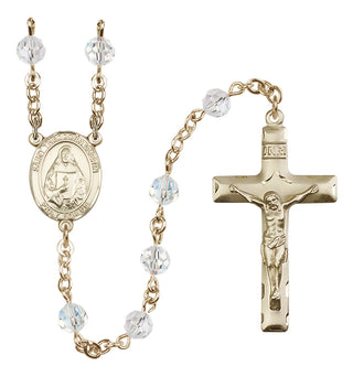 14 Karat Gold 6mm Austrian Crystal Saint Theodora Rosary in Crystal