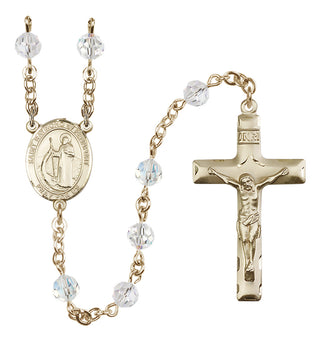 14 Karat Gold 6mm Austrian Crystal Saint Raymond of Penafort Rosary in Crystal