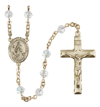 14 Karat Gold 6mm Austrian Crystal Our Lady of Assumption Rosary in Crystal