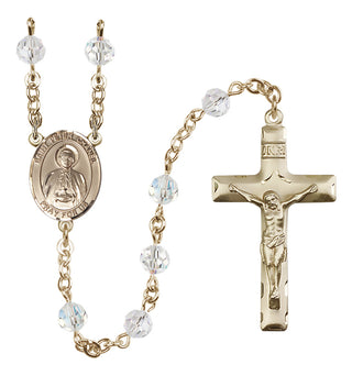 14 Karat Gold 6mm Austrian Crystal Saint Peter Chanel Rosary in Crystal