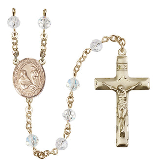 14 Karat Gold 6mm Austrian Crystal Saint Mary Magdalene of Canossa Rosary in Crystal