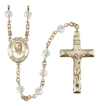 14 Karat Gold 6mm Austrian Crystal Saint Peter Claver Rosary in Crystal