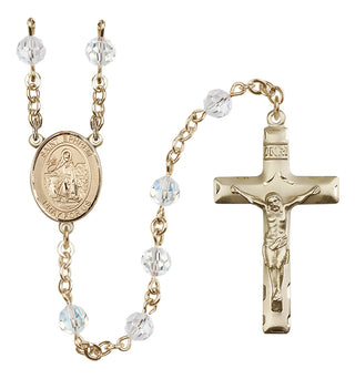 14 Karat Gold 6mm Austrian Crystal Saint Ephrem Rosary in Crystal