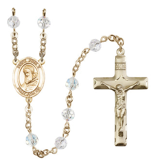 14 Karat Gold 6mm Austrian Crystal Pope Pius V Rosary in Crystal