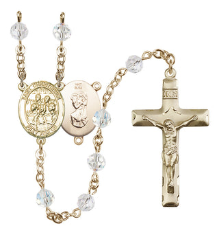 14 Karat Gold 6mm Austrian Crystal Saint Christopher / Choir Rosary in Crystal