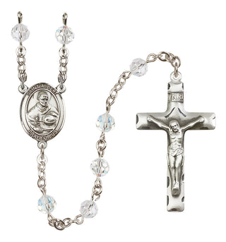 Sterling Silver 6mm Austrian Crystal Saint Albert the Great Rosary in Crystal