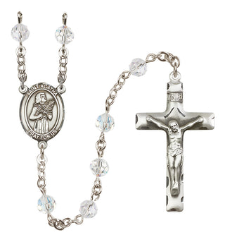 Sterling Silver 6mm Saint Agatha  Engraved Catholic Rosaries
