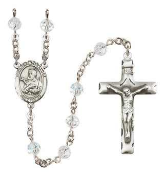 Sterling Silver 6mm Austrian Crystal Saint Francis Xavier Rosary in Crystal
