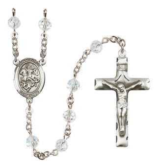 Sterling Silver 6mm Saint George  Engraved Catholic Rosaries