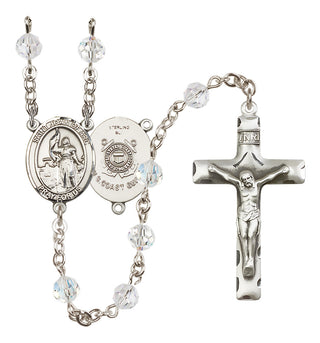 Sterling Silver 6mm Austrian Crystal Saint Joan of Arc /Coast Guard Rosary in Crystal