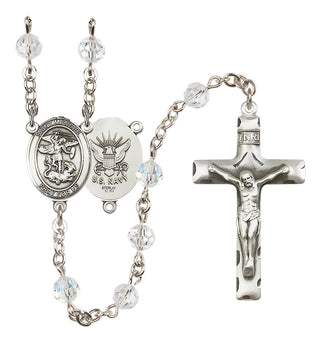 Sterling Silver 6mm Saint Michael / Navy Rosary