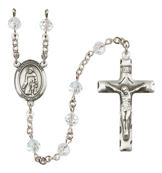 Sterling Silver 6mm Austrian Crystal Saint Peregrine Laziosi Rosary in Crystal