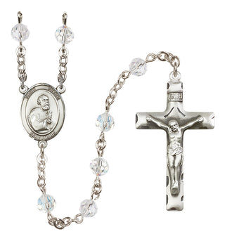 Sterling Silver 6mm Austrian Crystal Saint Peter the Apostle Rosary in Crystal