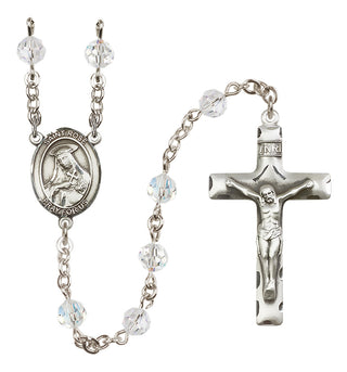 Sterling Silver 6mm Austrian Crystal Saint Rose of Lima Rosary in Crystal