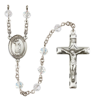 Sterling Silver 6mm Austrian Crystal Saint Stephen the Martyr Rosary in Crystal
