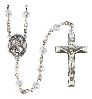 Sterling Silver 6mm Austrian Crystal Santa Teresita Rosary in Crystal