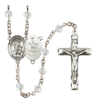 Sterling Silver 6mm Austrian Crystal Guardian Angel / Army Rosary in Crystal