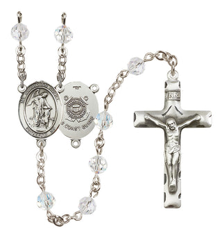 Sterling Silver 6mm Austrian Crystal Guardian Angel/Coast Guard Rosary in Crystal