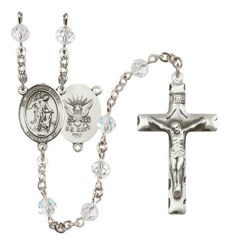 Sterling Silver 6mm Guardian Angel / Navy Rosary