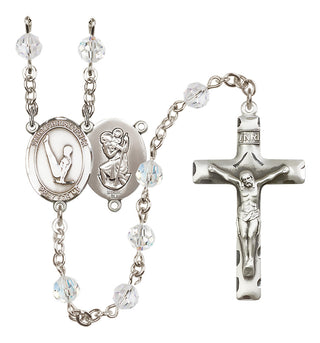 Sterling Silver 6mm Saint Christopher/Gymnastics  Engraved Catholic Rosaries