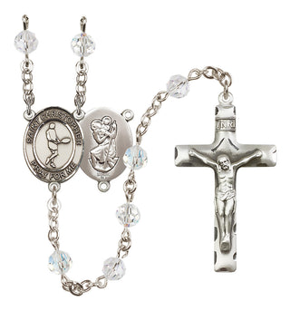 Sterling Silver 6mm Austrian Crystal Saint Christopher/Tennis Rosary in Crystal