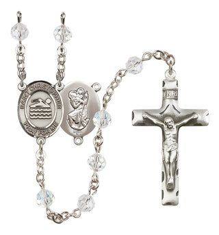 Sterling Silver 6mm Saint Christopher/Swimming Rosary
