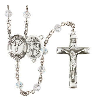 Sterling Silver 6mm Austrian Crystal Saint Sebastian/Cheerleading Rosary in Crystal